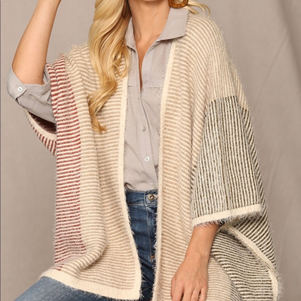 Striped Shaggy Cardigan